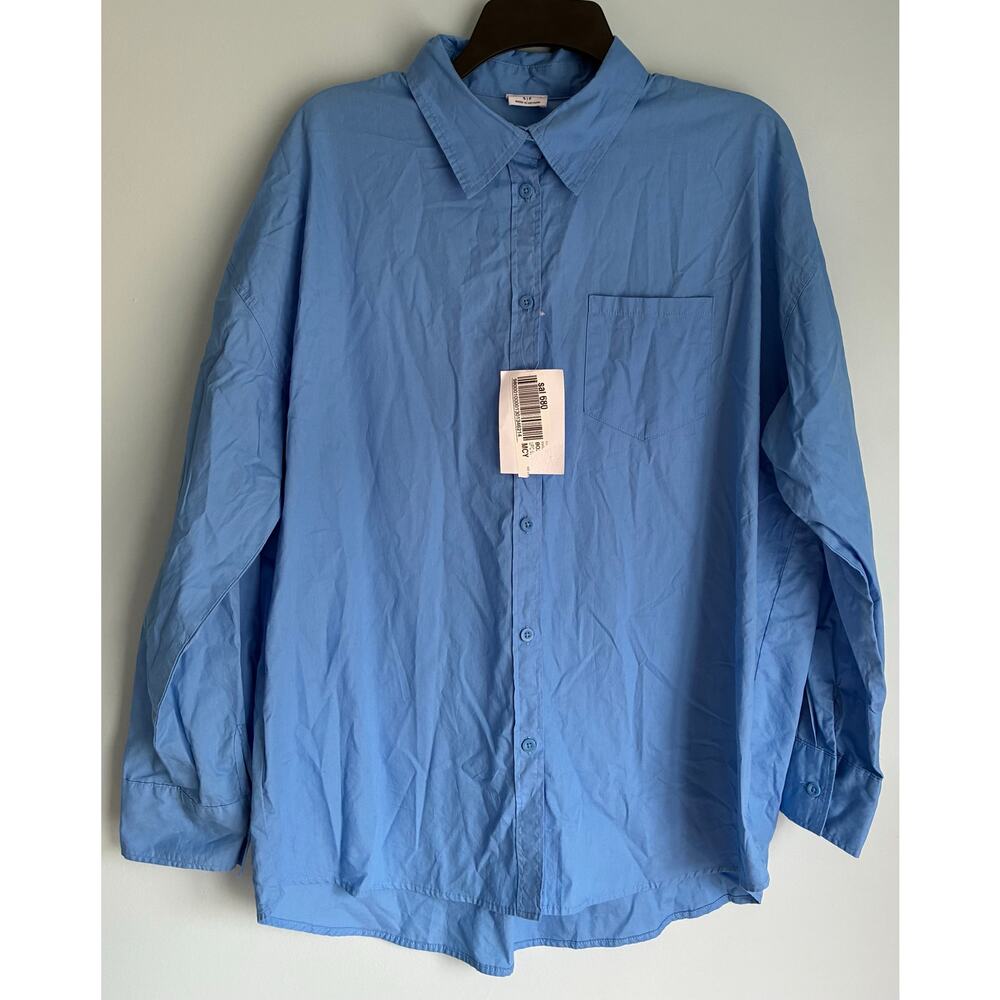 Cotton On Button Up Top Blue Women's Classic